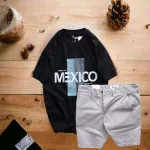 Set Bộ Nam Quần Short Kaki Rurumen Phối Áo Thun Cổ Tròn Big Size