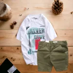 Set Bộ Nam Quần Short Kaki Rurumen Phối Áo Thun Cổ Tròn Big Size