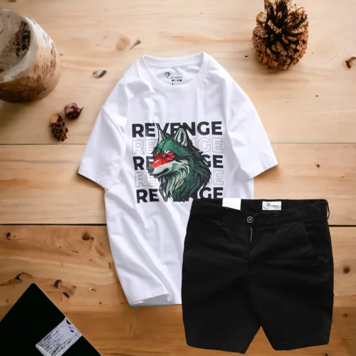 Set Bộ Nam Quần Short Kaki Rurumen Phối Áo Thun Cổ Tròn Big Size