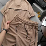 Set Bộ Nam - Quần Short Nam Phối Sọc 2 Bên Và Áo Thun Nam Cổ Tròn Phối Sọc Thêu Chữ Packhorse Trước Ngực (Size Từ M Đến XXL)