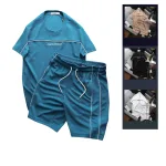 Set Bộ Nam - Quần Short Nam Phối Sọc 2 Bên Và Áo Thun Nam Cổ Tròn Phối Sọc Thêu Chữ Packhorse Trước Ngực (Size Từ M Đến XXL)