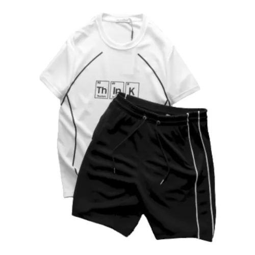 Khám phá Set Bộ Nam Quần Short Phối Áo Thun Cổ Tròn Pack Hourse In Chữ Think Viền Sọc thuộc nhóm quần short nam