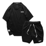 Set Bộ Nam Quần Short Phối Áo Thun Cổ Tròn Unisex In Chữ CLEGENDK Big Size 110kg