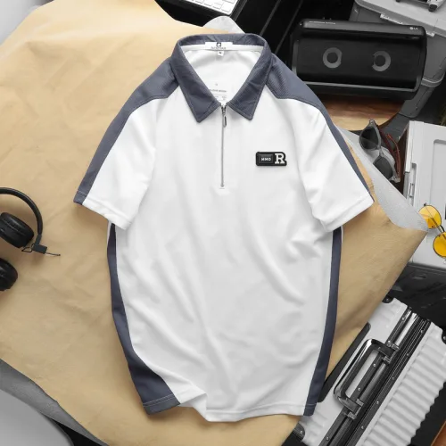 Set Bộ Nam Quần Short Thun Áo Cổ Bẻ Phối Tag Chữ R