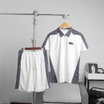 Set Bộ Nam Quần Short Thun Áo Cổ Bẻ Phối Tag Chữ R