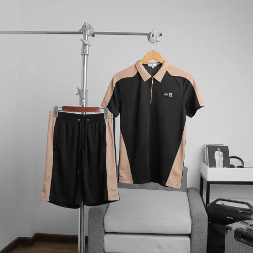 Set Bộ Nam Quần Short Thun Áo Cổ Bẻ Phối Tag Chữ R