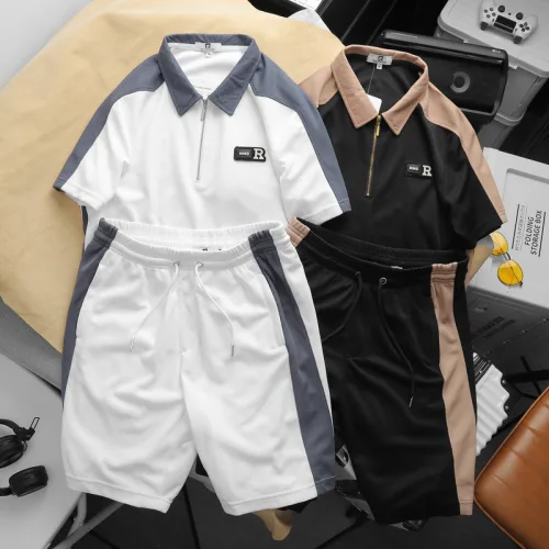 Set Bộ Nam Quần Short Thun Áo Cổ Bẻ Phối Tag Chữ R