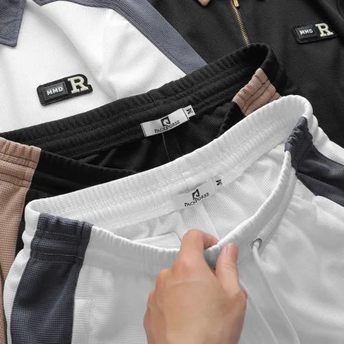 Set Bộ Nam Quần Short Thun Áo Cổ Bẻ Phối Tag Chữ R