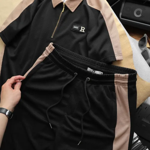 Set Bộ Nam Quần Short Thun Áo Cổ Bẻ Phối Tag Chữ R