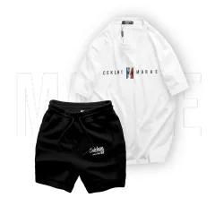 Set Bộ Nam Quần Short Thun Áo Cổ Tròn Ovesize In Chữ CEKLHT MARKET