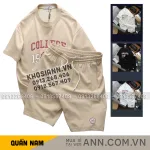 Set Bộ Nam - Quần Short Thun Nam Và Áo Thun Nam Cổ Tròn In Chữ College 1986 Trước Ngực (Size Từ M Đến XXL)