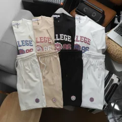 Set Bộ Nam - Quần Short Thun Nam Và Áo Thun Nam Cổ Tròn In Chữ College 1986 Trước Ngực (Size Từ M Đến XXL)