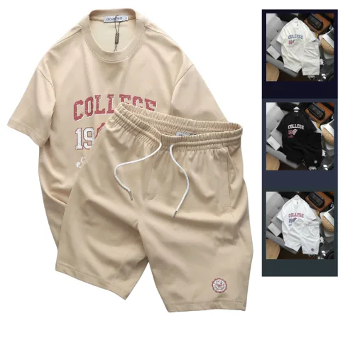 Set Bộ Nam - Quần Short Thun Nam Và Áo Thun Nam Cổ Tròn In Chữ College 1986 Trước Ngực (Size Từ M Đến XXL)