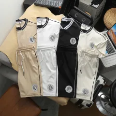 Set Bộ Nam - Set Bộ Áo Thun Nam Cổ Tròn In Logo Trước Ngực & Quần Short Phối Sọc Đen Trẻ Trung Bigsize
