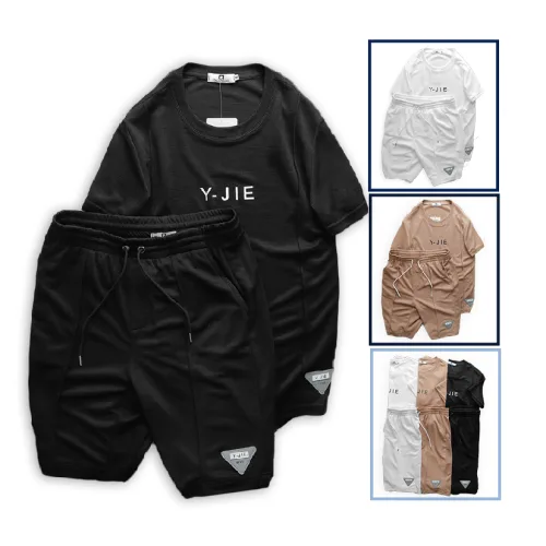 Set bộ nam tay ngắn quần lững in chữ JYIE