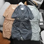 Set Bộ Nam Quần Short Áo Tay Ngắn In Logo Chìm Cao Cấp