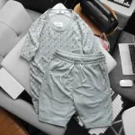 Set Bộ Nam Quần Short Áo Tay Ngắn In Logo Chìm Cao Cấp