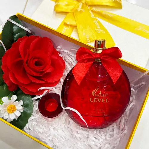 Set Hộp Quà Tặng Chữ Nhật Lớn Nước Hoa Nữ Charme Level 100ml - Hộp Hoa Rơm Nhiều Màu