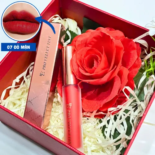 Embisu Pro Vel Tint Hàn Quốc: Set 10 son kem nhung lì hộp hoa rơm nhiều màu