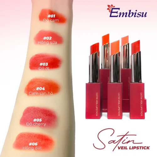 Set Hộp Quà Tặng Son Môi Sáp Lì Hàn Quốc Embisu Satin Veil Lipstick - 6 Màu