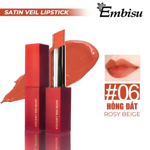Set Hộp Quà Tặng Son Môi Sáp Lì Hàn Quốc Embisu Satin Veil Lipstick - 6 Màu
