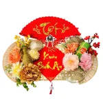 Set Phụ Kiện Mành Tre Giấy Đỏ Có Dây Treo Quạt Ráp Sẵn - Mẹt Tre Treo Tường - Phên Tre Trang Trí Tết