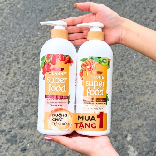 Set Quà Tặng Combo 2 Sữa Tắm LASHE SUPERFOOD Vitamin E 610g