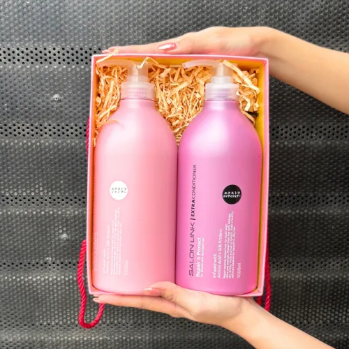 Set quà dầu gội và dầu xả Kumano Yushi Salon Link Extra 1000ml x2