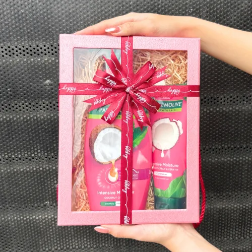 Set Quà Tặng Dầu Gội & Dầu Xả Palmolive Naturals Intensive Moisture Sữa Dừa (Set Màu Hồng)