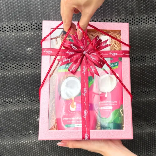 Set Quà Tặng Dầu Gội & Dầu Xả Palmolive Naturals Intensive Moisture Sữa Dừa (Set Màu Hồng)