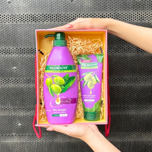 Sỉ set Quà Tặng Dầu Gội & Dầu Xả Palmolive Naturals Silky Straight (Set Màu Tím)