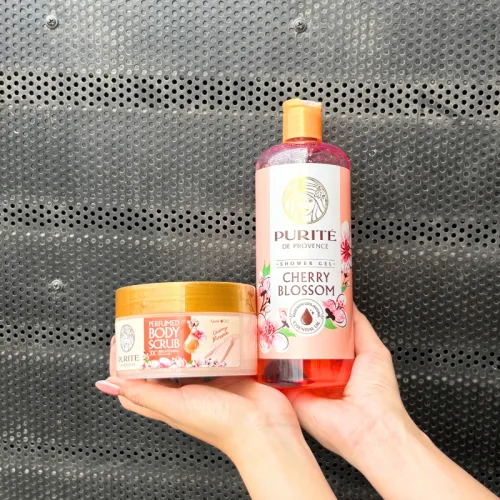 Bảng giá sỉ set Quà Tặng Purité De Prôvence Gồm Sữa Tắm & Tẩy Tế Bào Chết Body Hương Hoa Anh Đào