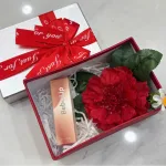 Set Quà Tặng Son Môi Bebe Lip Màu Đỏ Cam - Son Môi Kem Bóng Lì Bebe Lip Chính Hãng - Hộp Chữ Nhật Nhỏ Hoa Rơm Nhiều Màu
