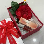 Set Quà Tặng Son Môi Bebe Lip Màu Đỏ Cam - Son Môi Kem Bóng Lì Bebe Lip Chính Hãng - Hộp Chữ Nhật Nhỏ Hoa Rơm Nhiều Màu