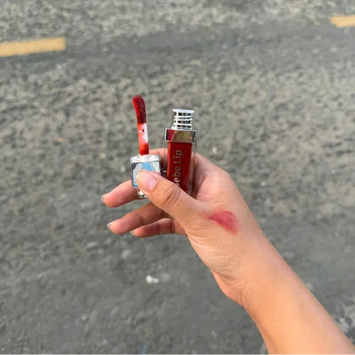 Set Quà Tặng Son Môi Bebe Lip Màu Đỏ Cam - Son Môi Kem Bóng Lì Bebe Lip Chính Hãng - Hộp Chữ Nhật Nhỏ Hoa Rơm Nhiều Màu