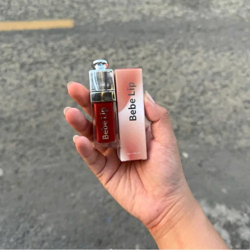 Set Quà Tặng Son Môi Bebe Lip Màu Đỏ Cam - Son Môi Kem Bóng Lì Bebe Lip Chính Hãng - Hộp Chữ Nhật Nhỏ Hoa Rơm Nhiều Màu
