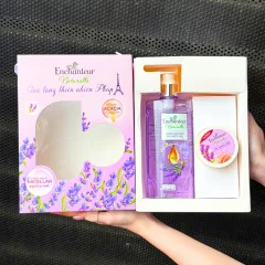 Set Quà Tặng Sữa Tắm Enchanteur Naturelle Hương Hoa Lavender &amp; Tẩy Tế Bào Chết Body (Set Màu Tím)
