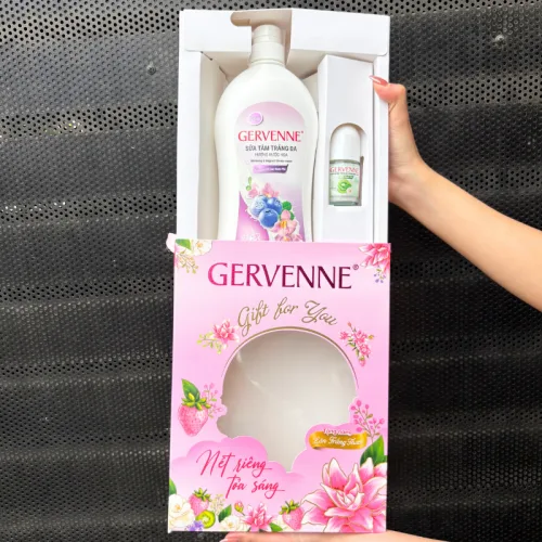 Bộ Gervenne Sữa Tắm Trắng Da Hương Nước Hoa và Lăn Khử Mùi