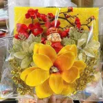 Phân phối set Phụ Kiện Trang Trí Hoa Mộc Lan Đào Cổ Tượng - Mẹt Tre Hoa Treo Tường - Phên Tre Trang Trí Tết