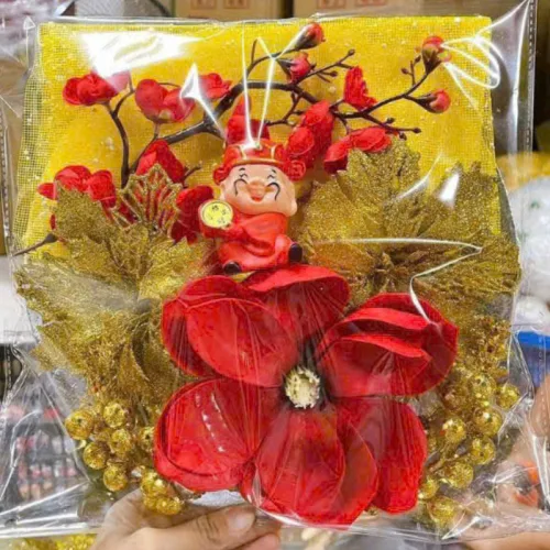 Phân phối set Phụ Kiện Trang Trí Hoa Mộc Lan Đào Cổ Tượng - Mẹt Tre Hoa Treo Tường - Phên Tre Trang Trí Tết