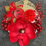 Set Phụ Kiện Trang Trí Hoa Mộc Lan - Mẹt Tre Hoa Treo Tường - Phên Tre Trang Trí Tết