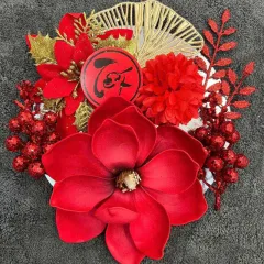 Set Phụ Kiện Trang Trí Hoa Mộc Lan - Mẹt Tre Hoa Treo Tường - Phên Tre Trang Trí Tết