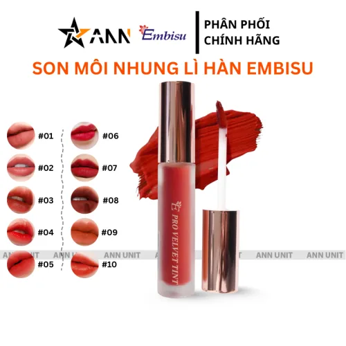 Son Môi Kem Nhung Lì Hàn Quốc Embisu Pro Vel Tint
