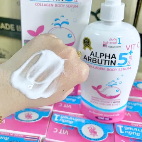 Kem Dưỡng Thể Alpha Arbutin 5Plus+ Vit C Collagen Body Serum Princess Bkk Skin ThaiLand 500ml Có Tem