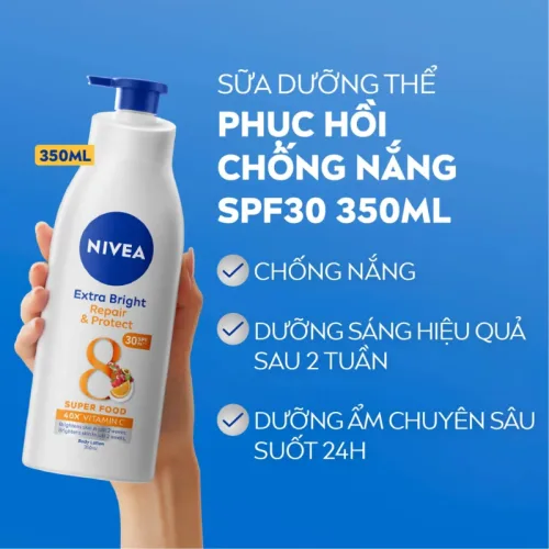 Sữa Dưỡng Thể Nivea Phục Hồi & Chống Nắng 350ml Màu Cam - Ban Ngày