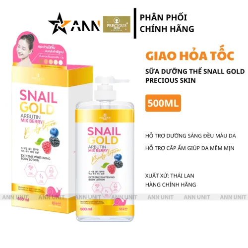 Bảng giá sỉ sữa Dưỡng Thể Precious Skin Thái Lan Snail Gold Arbutin Mixed Berry Hỗ Trợ Dưỡng Sáng Da 500ml