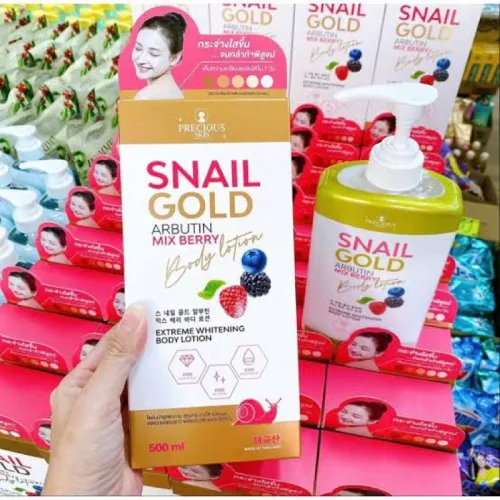 Bảng giá sỉ sữa Dưỡng Thể Precious Skin Thái Lan Snail Gold Arbutin Mixed Berry Hỗ Trợ Dưỡng Sáng Da 500ml