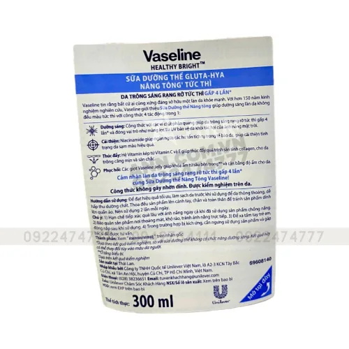 Sữa dưỡng thể Vaseline Gluta-Hya 4X Niacinamide Tone Up 300ml