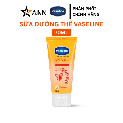 Sữa Dưỡng Thể Vaseline Healthy Bright Spf 50+ Daily Protection Brightening Serum Mini 70ml (Hàng Nhập Khẩu Có Tem Phụ)