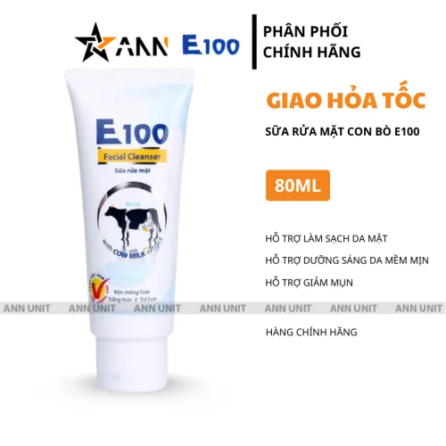 Sữa rửa mặt con bò E100: hình bò sữa giữa kệ phòng tắm